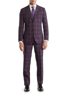 English Laundry Trim Fit Check Wool Blend Suit in Purple at Nordstrom Rack