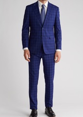English Laundry Trim Fit Plaid Suit in Blue at Nordstrom Rack
