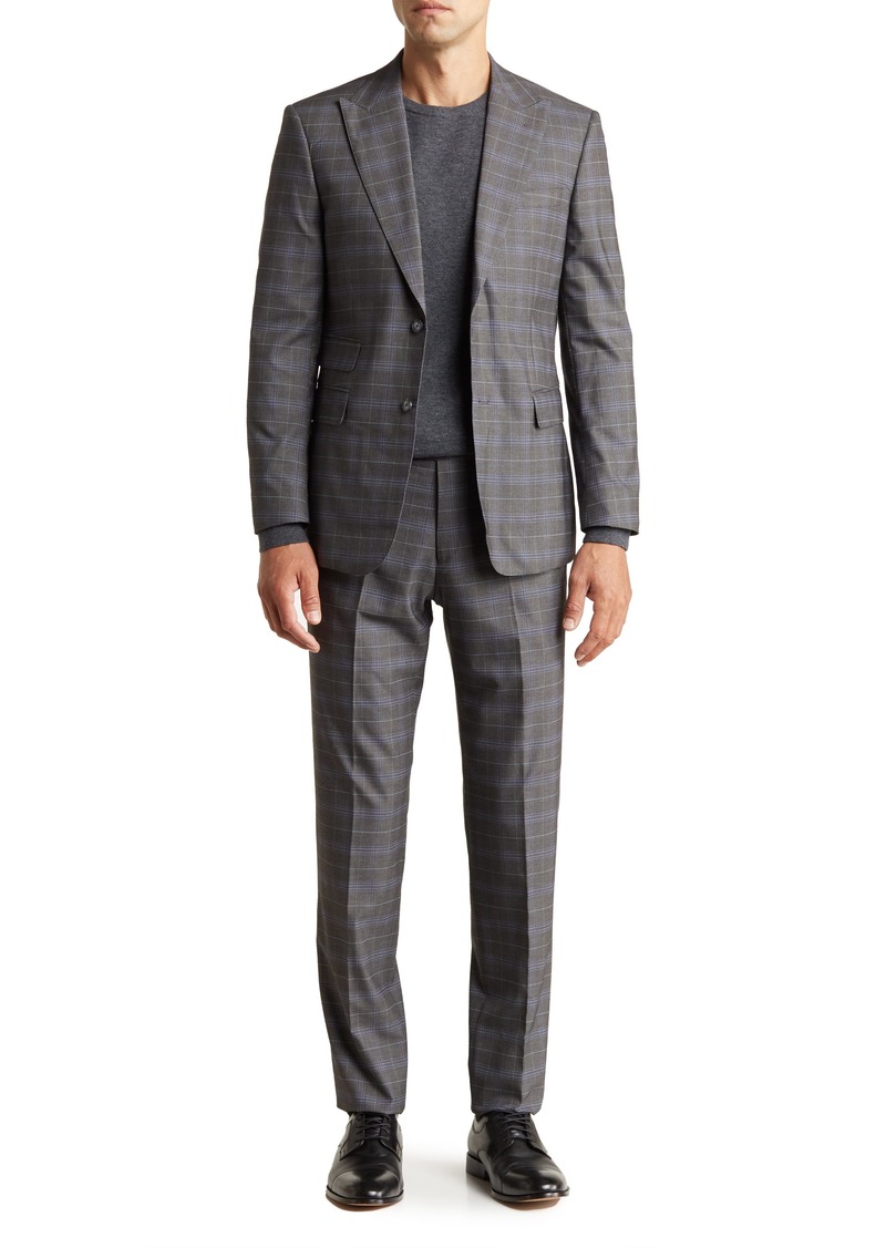 English Laundry Trim Fit Plaid Two-Button Suit in Gray at Nordstrom Rack