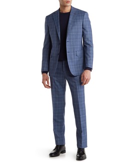 English Laundry Trim Fit Plaid Wool Blend Suit in Blue at Nordstrom Rack