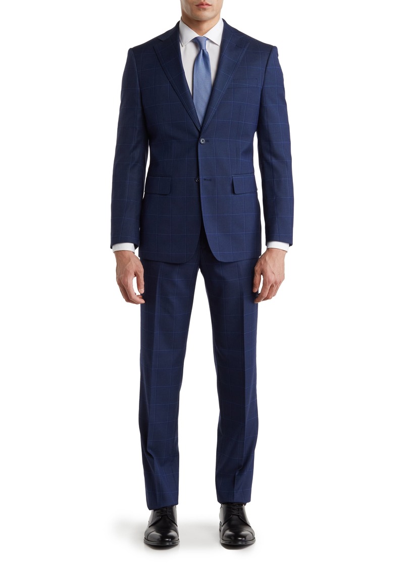 English Laundry Trim Fit Windowpane Suit in Blue at Nordstrom Rack