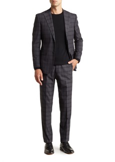 English Laundry Trim Fit Windowpane Two-Button Suit in Gray at Nordstrom Rack