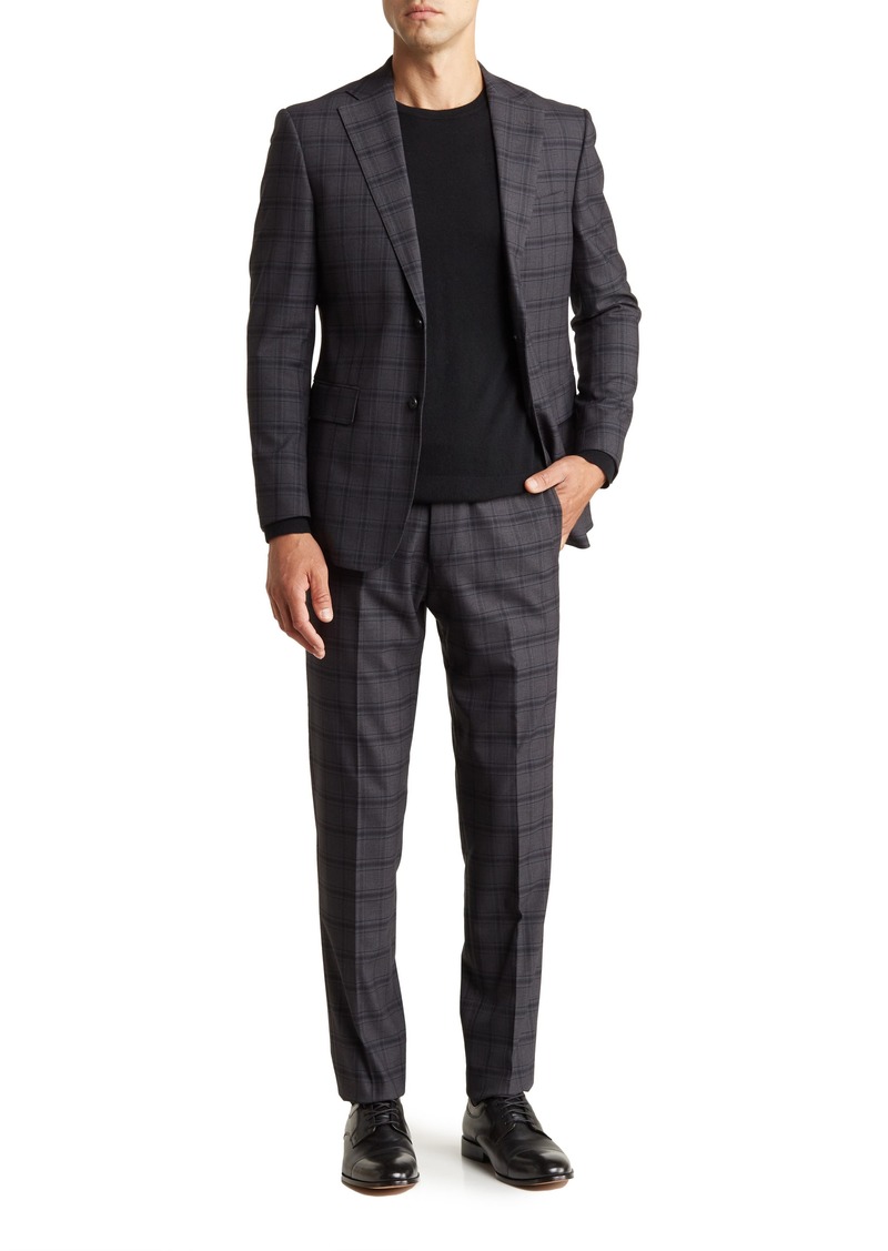 English Laundry Trim Fit Windowpane Two-Button Suit in Gray at Nordstrom Rack