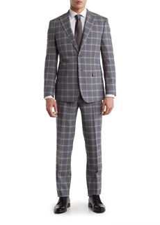 English Laundry Trim Fit Windowpane Wool Blend Suit in Gray at Nordstrom Rack