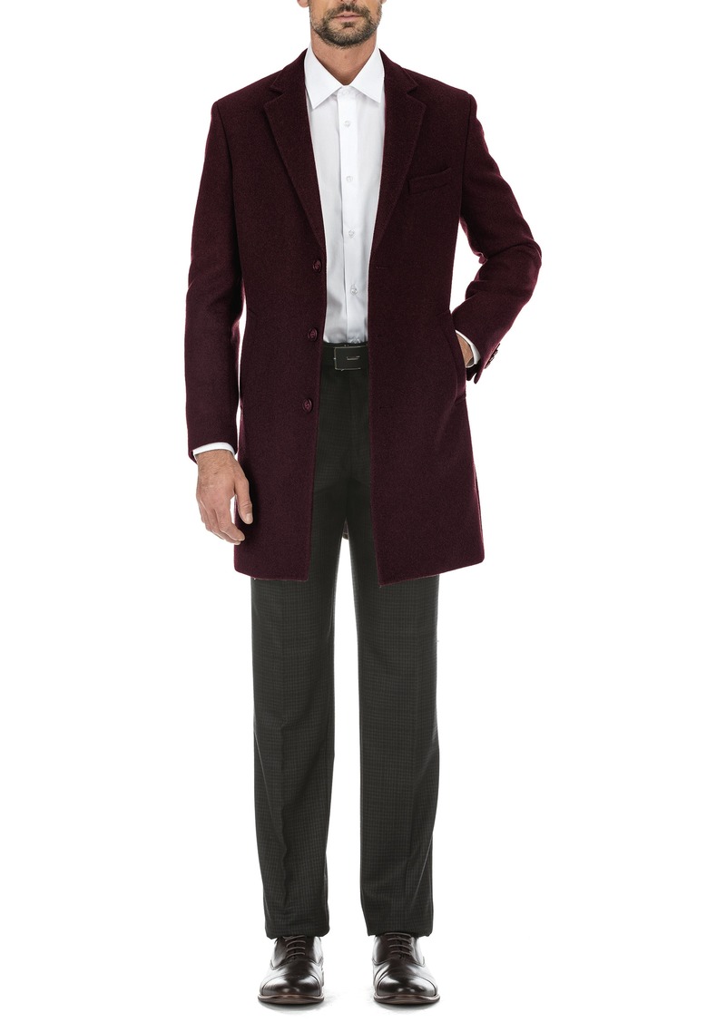 English Laundry Wool Blend 3-Button 3/4 Length Top Coat in Burgundy at Nordstrom Rack