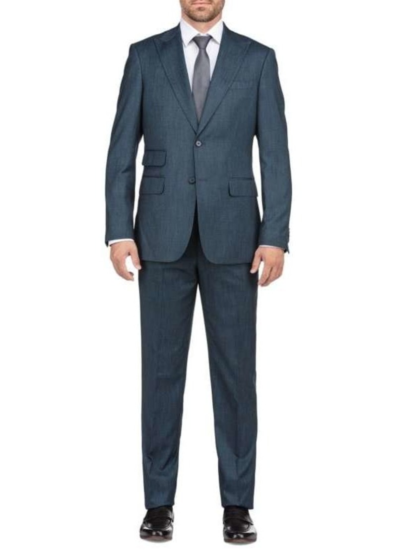 English Laundry Peak Lapel Crosshatch Suit