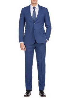 English Laundry Slim Fit Peak Lapel Gingham Wool Blend Suit