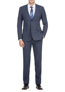 English Laundry Slim Fit Peak Lapel Plaid Wool Blend Suit