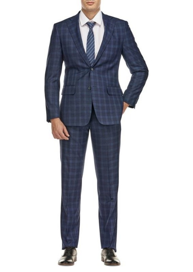 English Laundry Slim Fit Plaid Check Suit