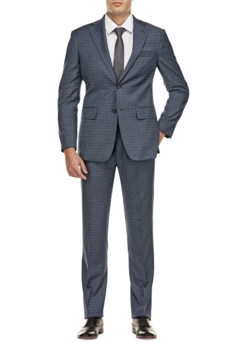 English Laundry Slim Fit Plaid Wool Blend Suit