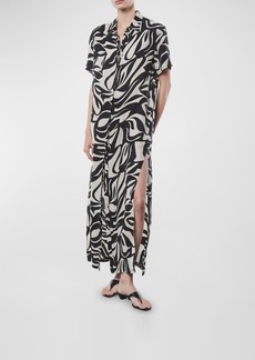 Enza Costa Abstract Tropical Maxi Shirtdress