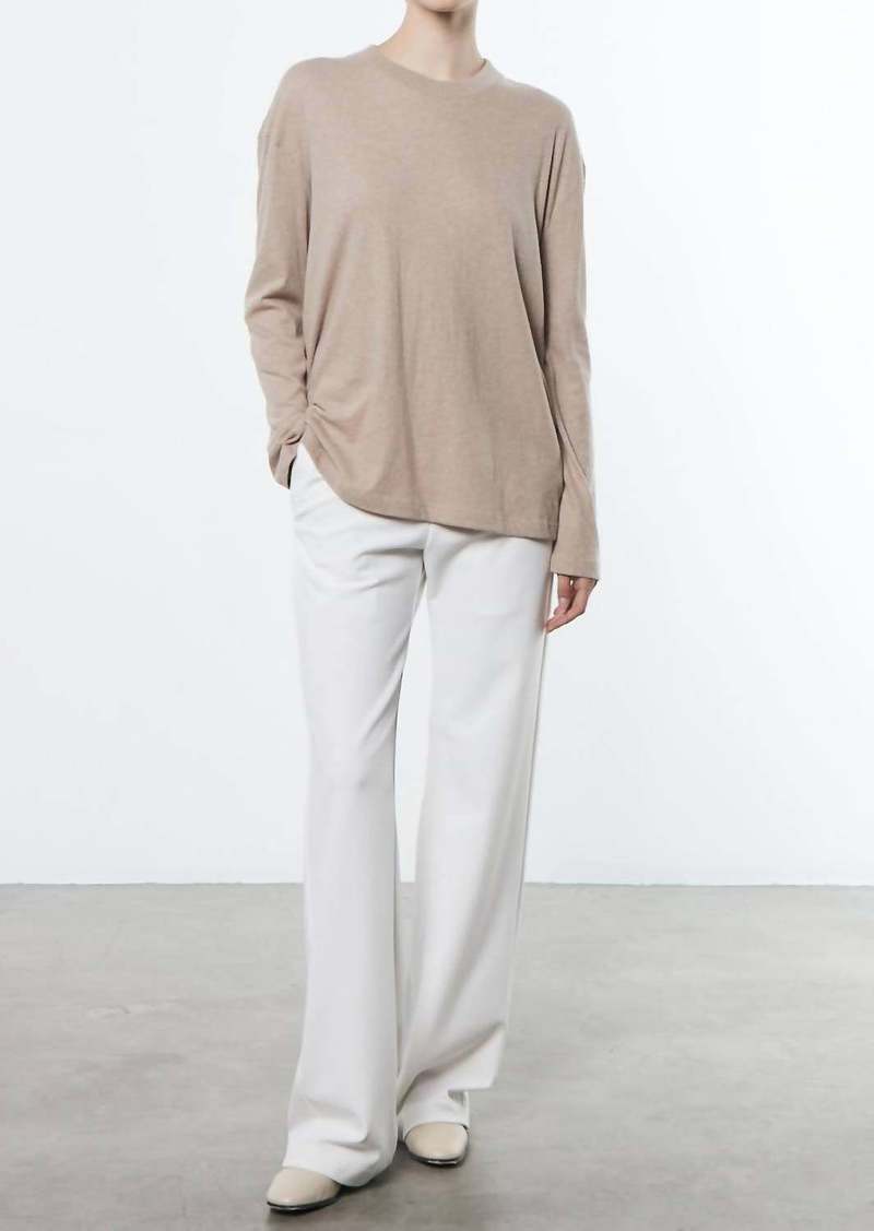 Enza Costa Cashmere Oversized Long Sleeve Crew Shirt In Khaki