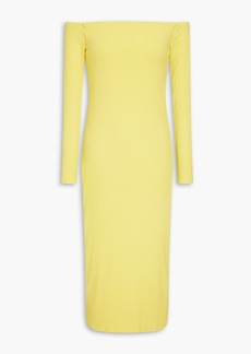 ENZA COSTA - A Coste off-the-shoulder ribbed jersey midi dress - Yellow - S