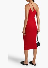 ENZA COSTA - One-shoulder cutout ribbed-jersey midi dress - Red - XL