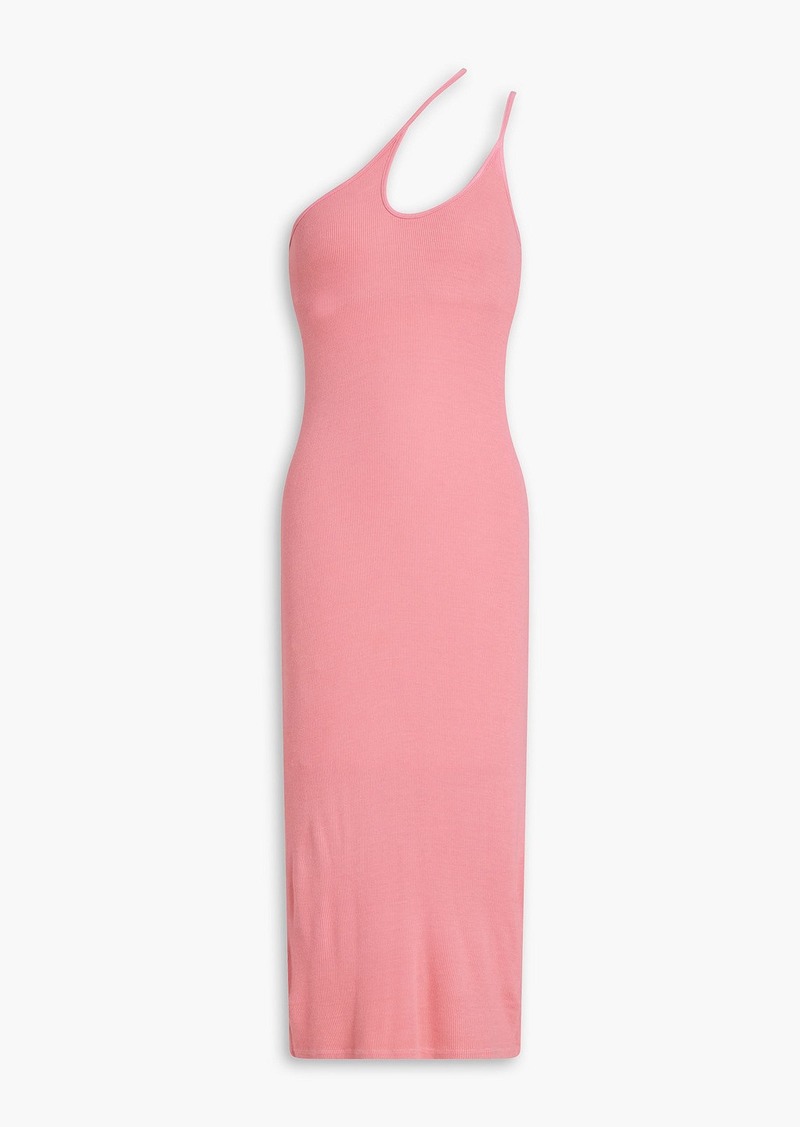 ENZA COSTA - One-shoulder cutout ribbed-jersey midi dress - Pink - XS