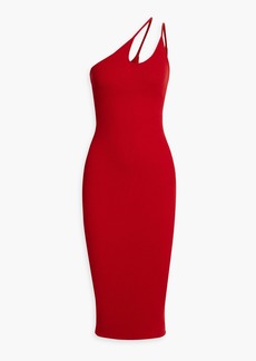 ENZA COSTA - One-shoulder cutout ribbed-jersey midi dress - Red - XL