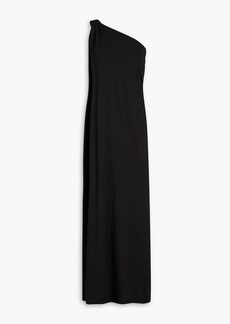 ENZA COSTA - One-shoulder knotted stretch-jersey maxi dress - Black - XS