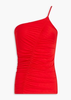 ENZA COSTA - One-shoulder ruched stretch-jersey top - Red - XS