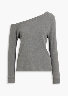 ENZA COSTA - One-shoulder waffle-knit cotton top - Gray - M