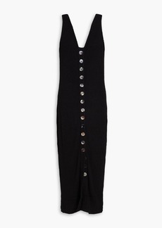 ENZA COSTA - Ribbed-knit cotton-blend midi dress - Black - XS