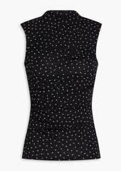 ENZA COSTA - Ruched polka-dot mesh top - Black - L