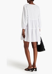 ENZA COSTA - Tiered cotton-poplin mini dress - White - 1