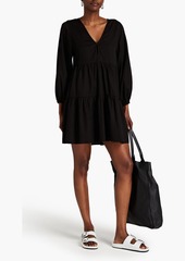 ENZA COSTA - Tiered cotton-poplin mini dress - Black - 0