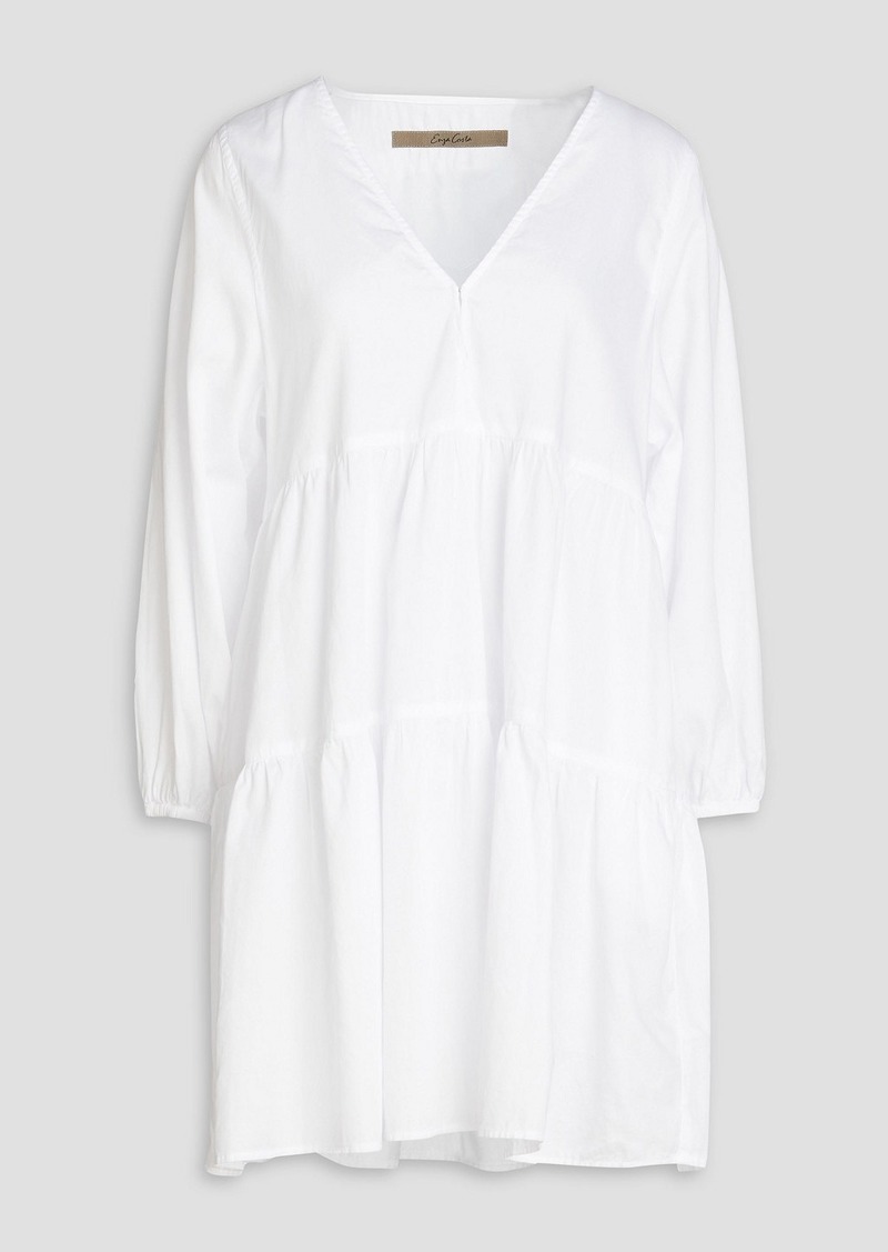 ENZA COSTA - Tiered cotton-poplin mini dress - White - 2