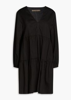 ENZA COSTA - Tiered cotton-poplin mini dress - Black - 0