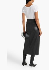 ENZA COSTA - Wrap-effect faux leather midi skirt - Black - 0