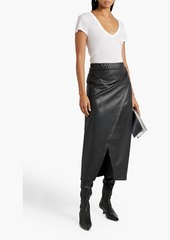 ENZA COSTA - Wrap-effect faux leather midi skirt - Black - 0