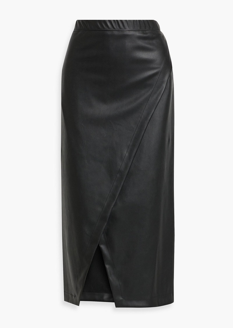 ENZA COSTA - Wrap-effect faux leather midi skirt - Black - 0