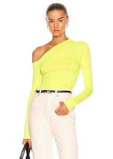Enza Costa Brushed Supima Jersey Angled One Shoulder Long Sleeve Top
