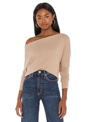 Enza Costa Cashmere Cuffed Off Shoulder Long Sleeve Top