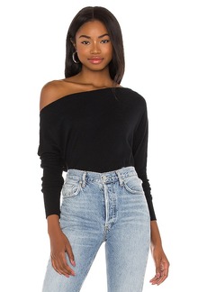 Enza Costa Cashmere Cuffed Off Shoulder Long Sleeve Top