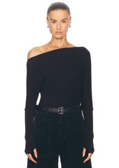 Enza Costa Cashmere Cuffed Off Shoulder Longsleeve Top