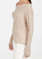 Enza Costa Cashmere Cuffed Off Shoulder Sweater