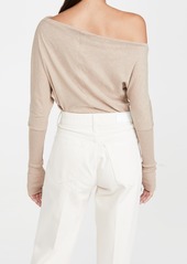 Enza Costa Cashmere Cuffed Off Shoulder Sweater