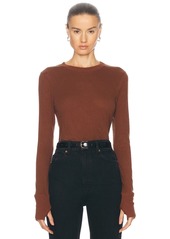 Enza Costa Cashmere Easy Cuffed Crewneck Top