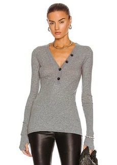 Enza Costa Cashmere Long Sleeve Cuffed Henley Top