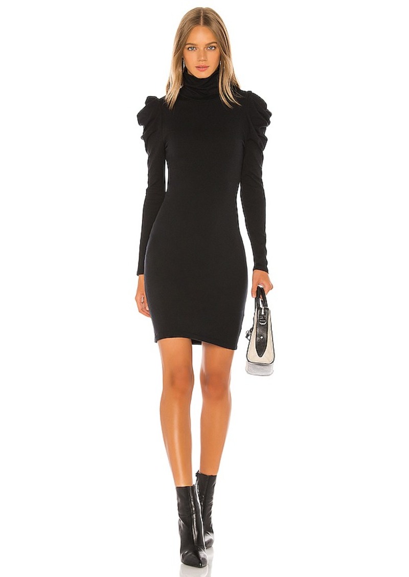 Enza Costa Womens Cashmere Long Sleeve Crew Side Ruched Mini Dress 
