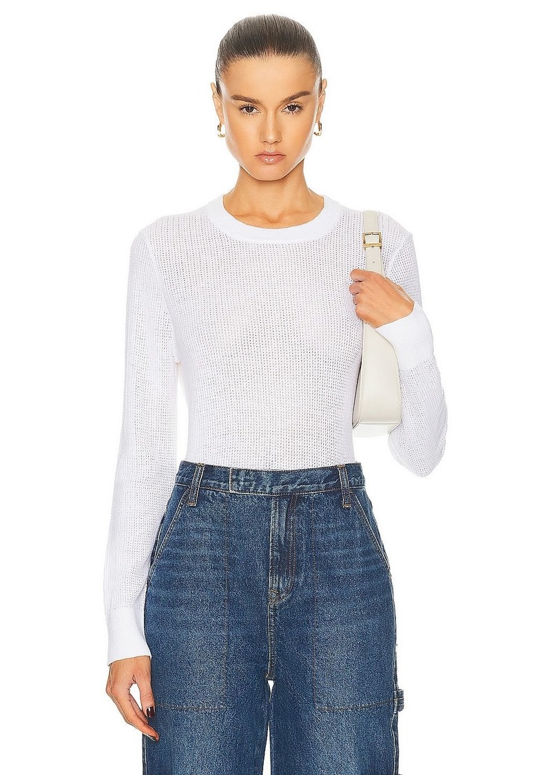 Enza Costa Linen Open Knit Crewneck Top