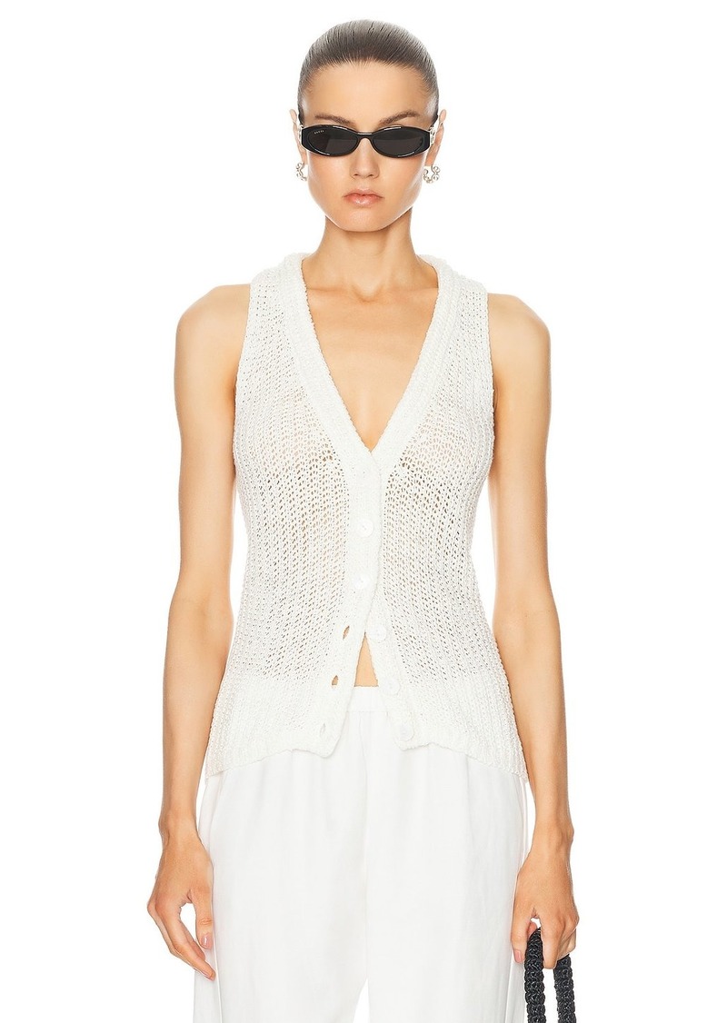 Enza Costa Linen Open Knit Vest