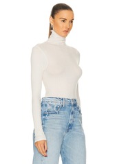 Enza Costa Silk Cashmere Rib Slim Long Sleeve Turtleneck Top