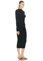 Enza Costa Silk Knit Longsleeve Twist Midi Dress