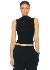 Enza Costa Silk Knit Rib Sleeveless Mockneck Top