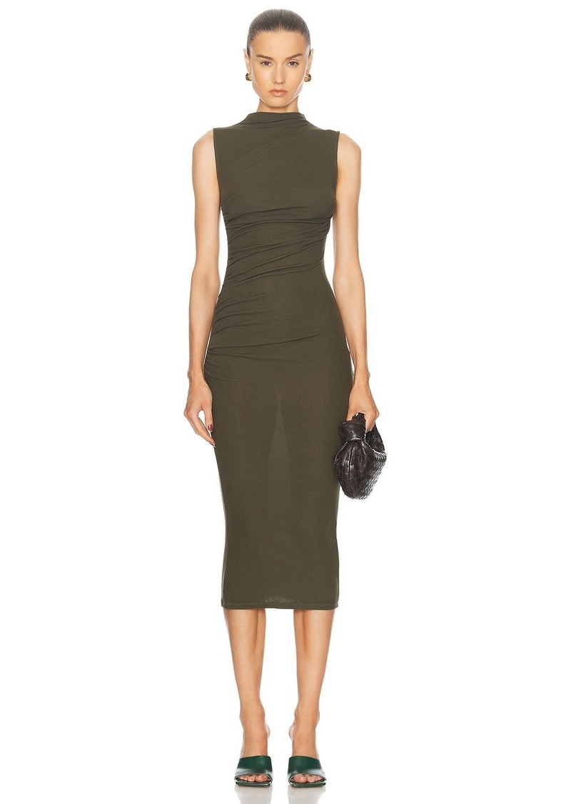 Enza Costa Silk Knit Sleeveless Twist Midi Dress