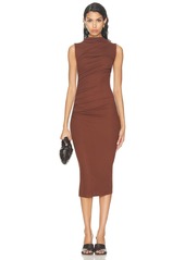 Enza Costa Silk Knit Sleeveless Twist Midi Dress