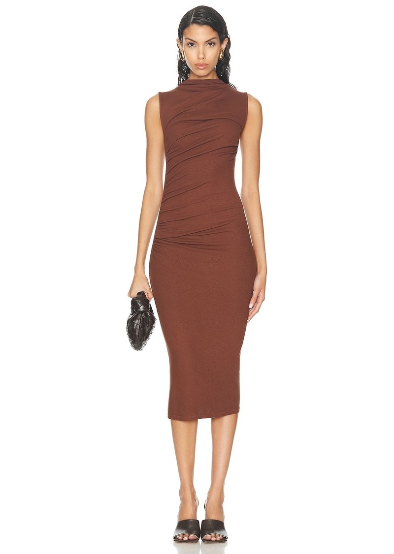 Enza Costa Silk Knit Sleeveless Twist Midi Dress