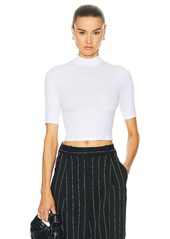 Enza Costa Silk Rib Cropped Half Sleeve Mock Neck Top